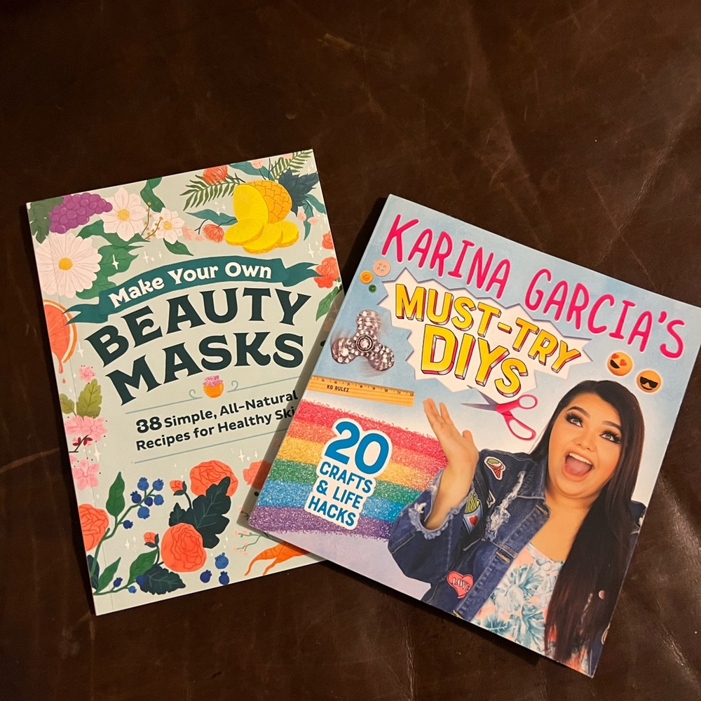 Tween or teen DIY face mask recipebook and a slime, craft/life hack book.